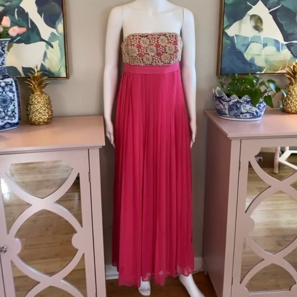 Lilly Pulitzer Size 2 Jillie Novelty Lace Maxi  Formal Prom Dress in Daiquiri